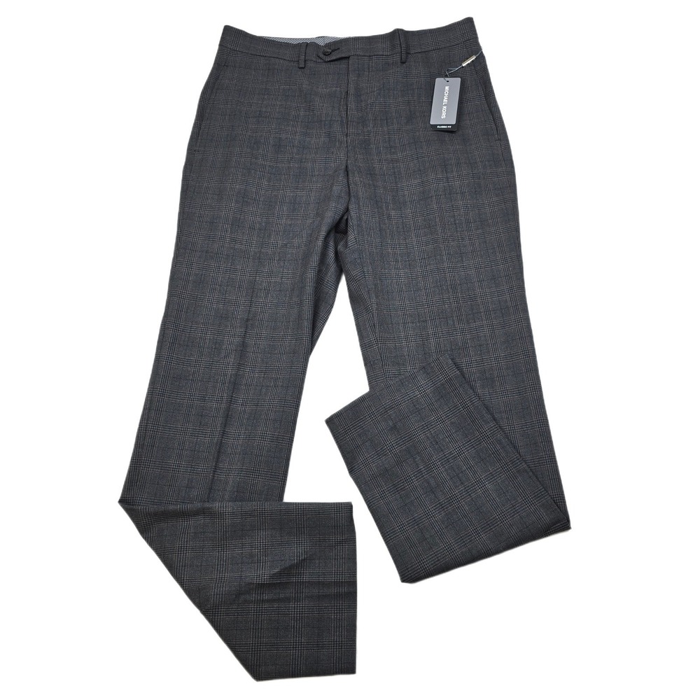 Michael Kors Plaid Dress Pants Mens 30x30 Gray Red Classic Fit Marvin NEW